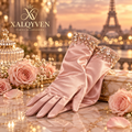 Blush Bow Evening Gloves