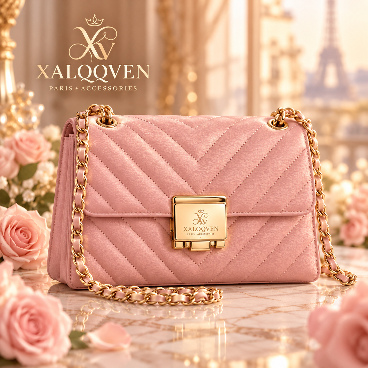 Blush Chevron Chain Bag