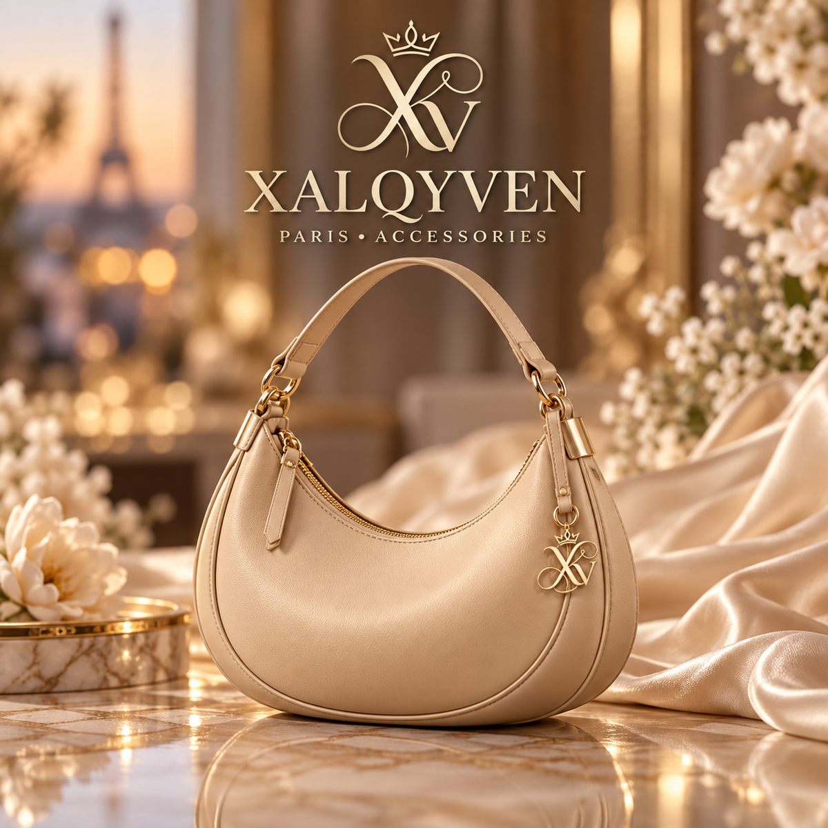 Cream Crescent Shoulder Bag