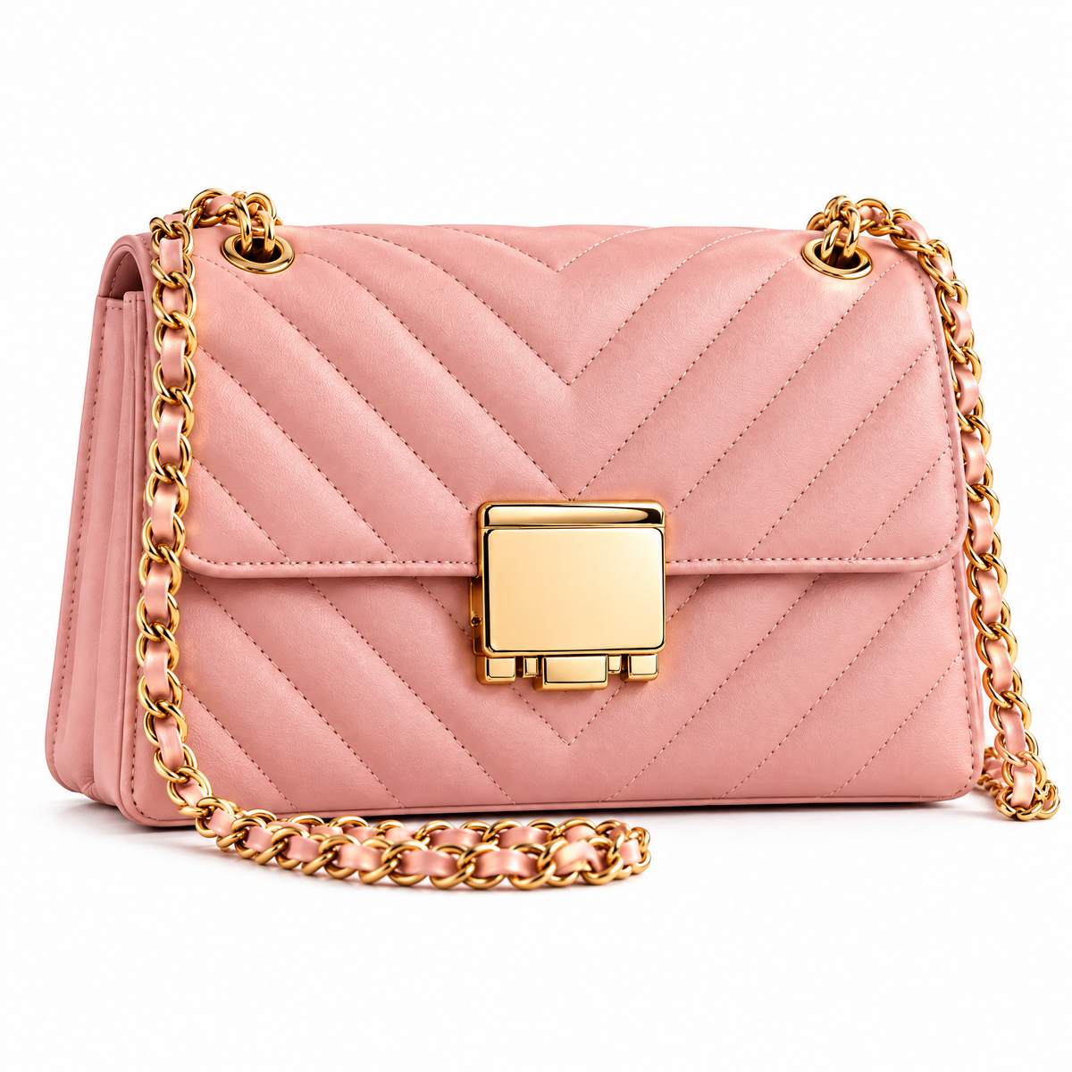 Blush Chevron Chain Bag