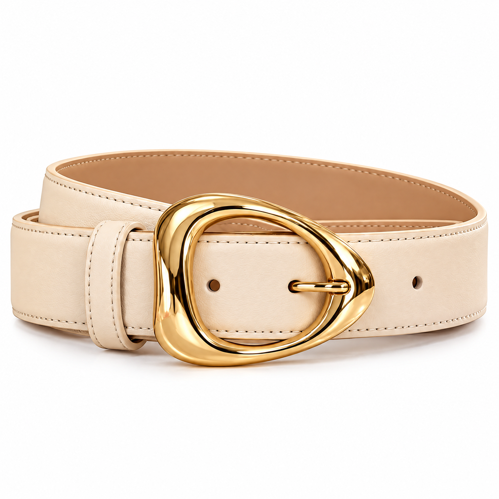 Ivory Oval-Buckle Belt