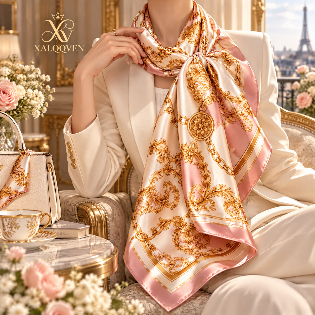 Blush & Gold Printed Scarf