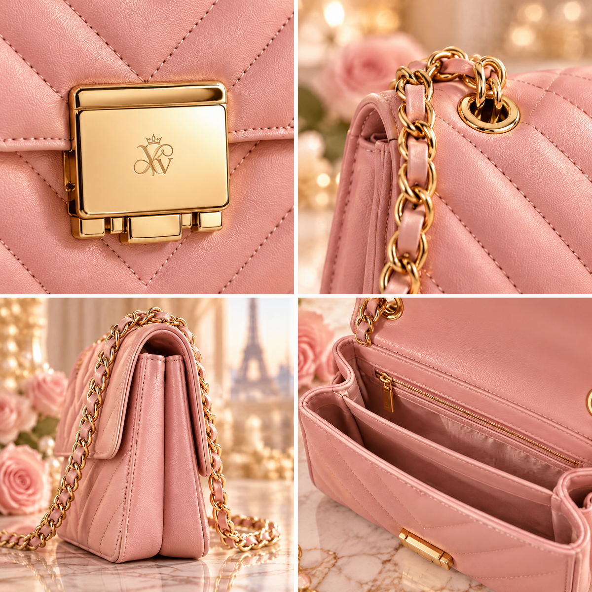 Blush Chevron Chain Bag