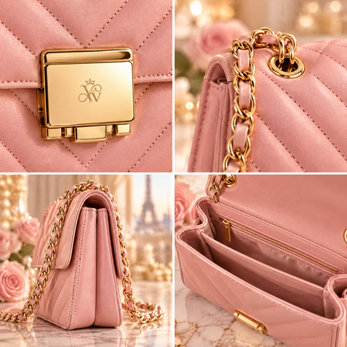 Blush Chevron Chain Bag