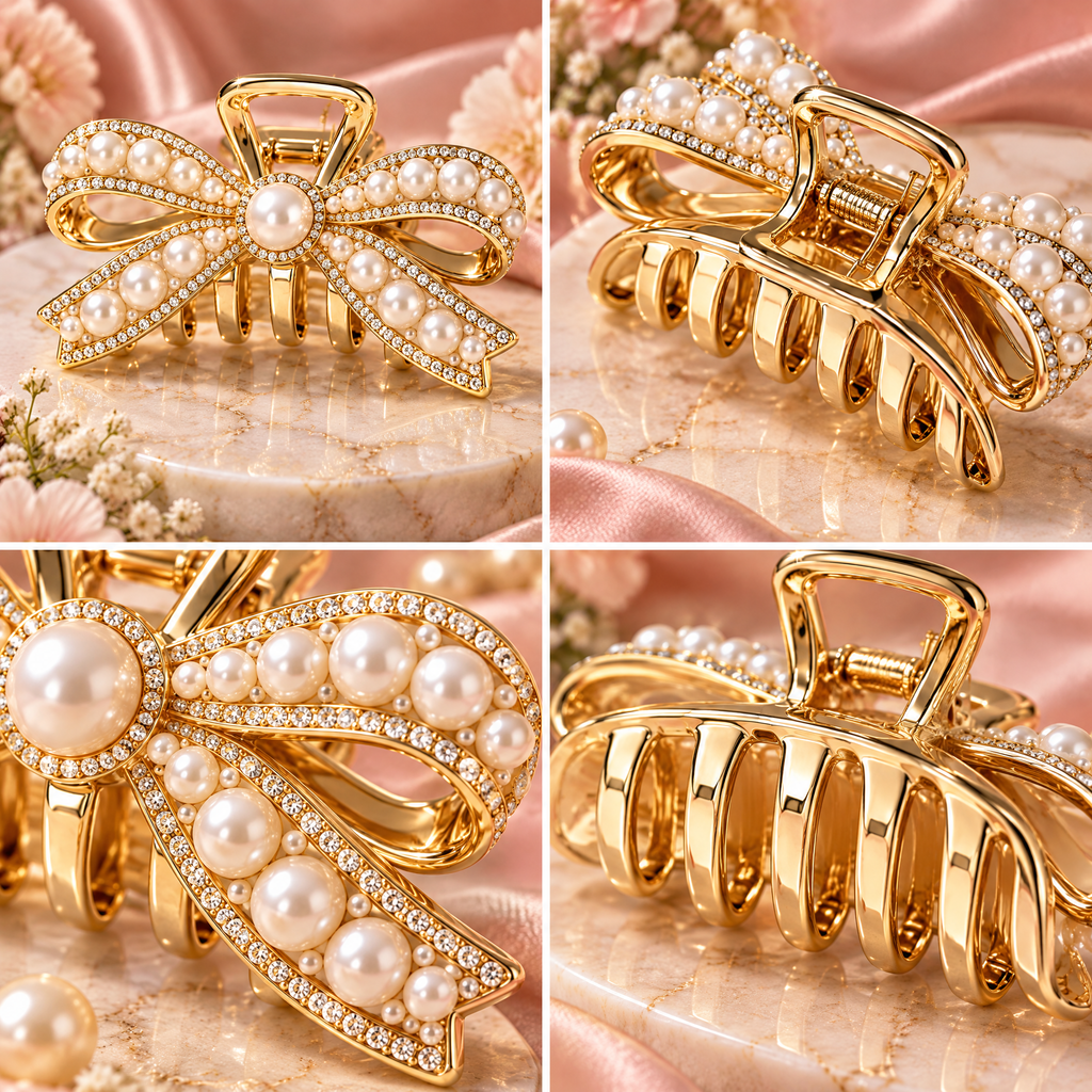 Pearl Bow Claw Clip