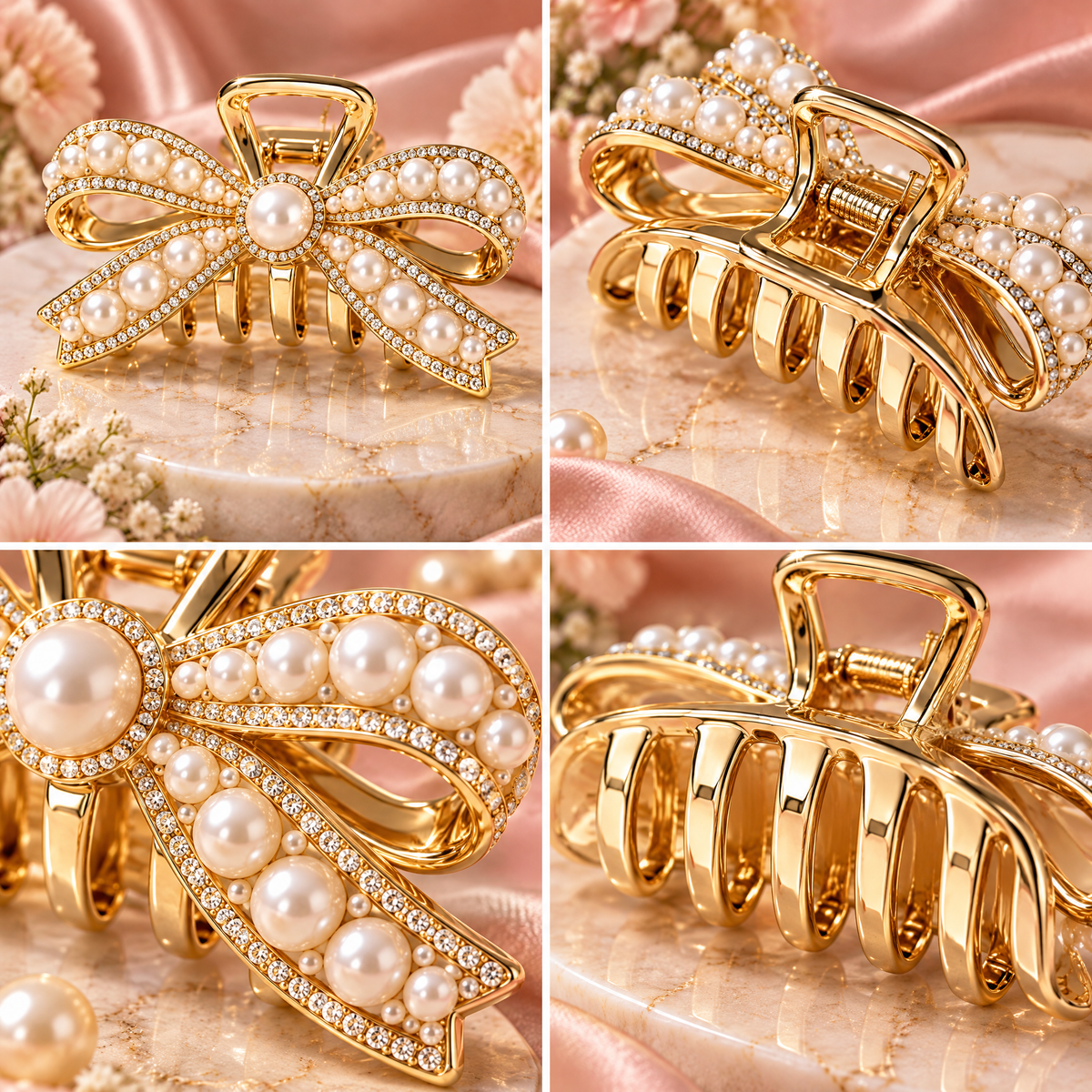 Pearl Bow Claw Clip