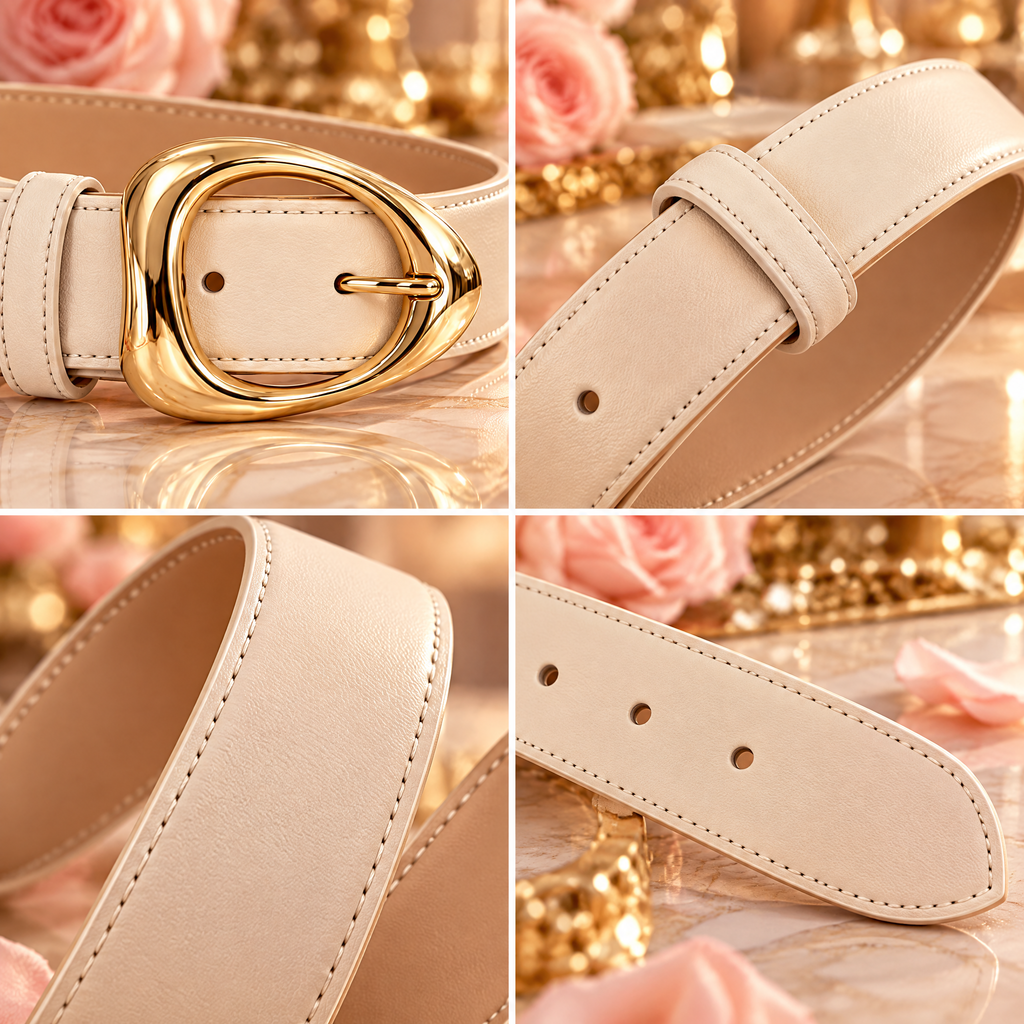 Ivory Oval-Buckle Belt