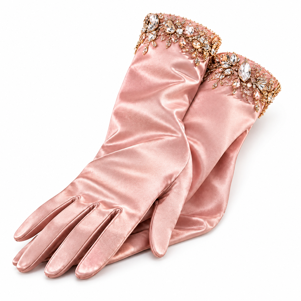 Blush Bow Evening Gloves