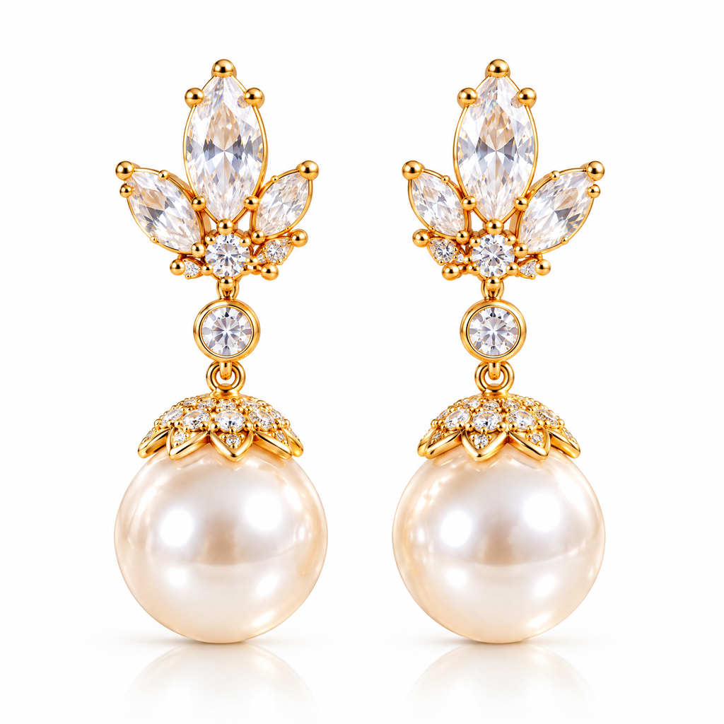Pearl & Crystal Drop Earrings
