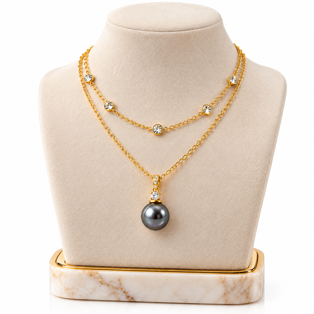 Layered Pearl Pendant Necklace