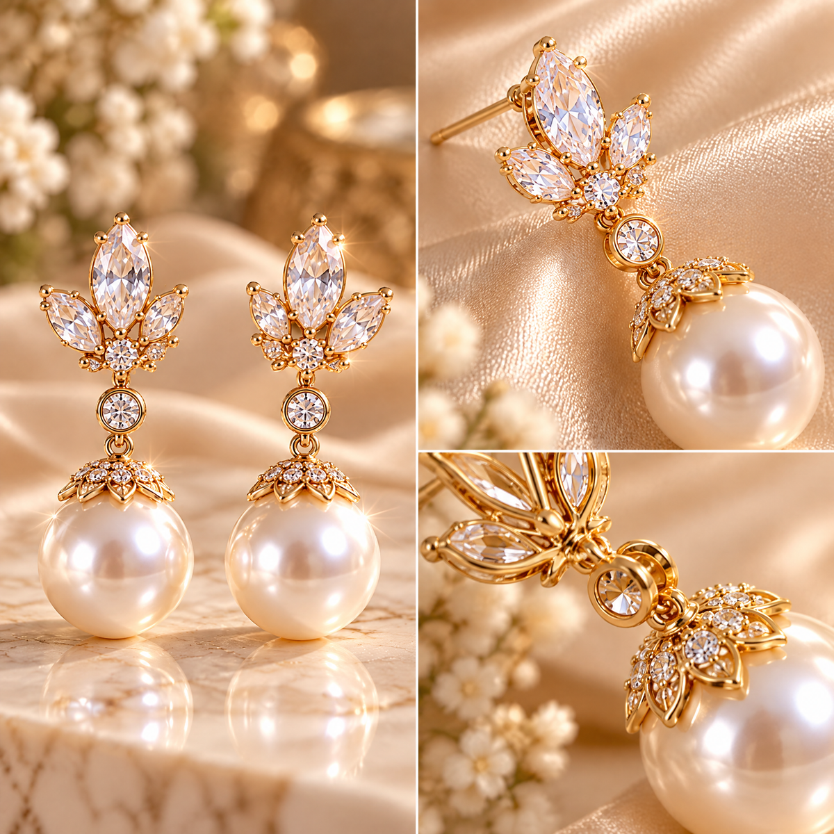 Pearl & Crystal Drop Earrings